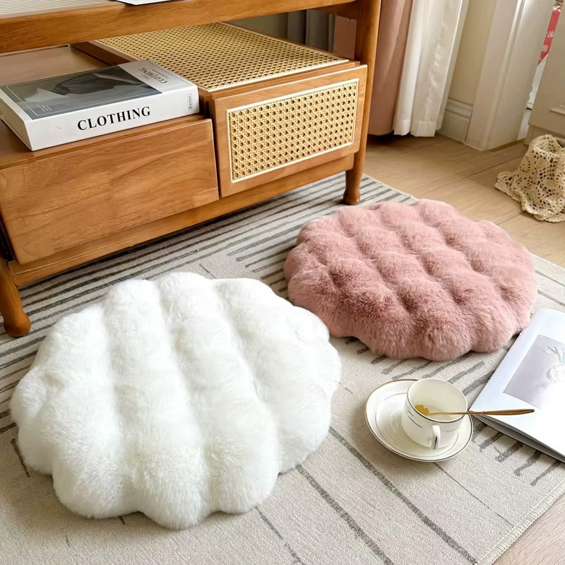 Coussin de futon en fausse fourrure de lapin