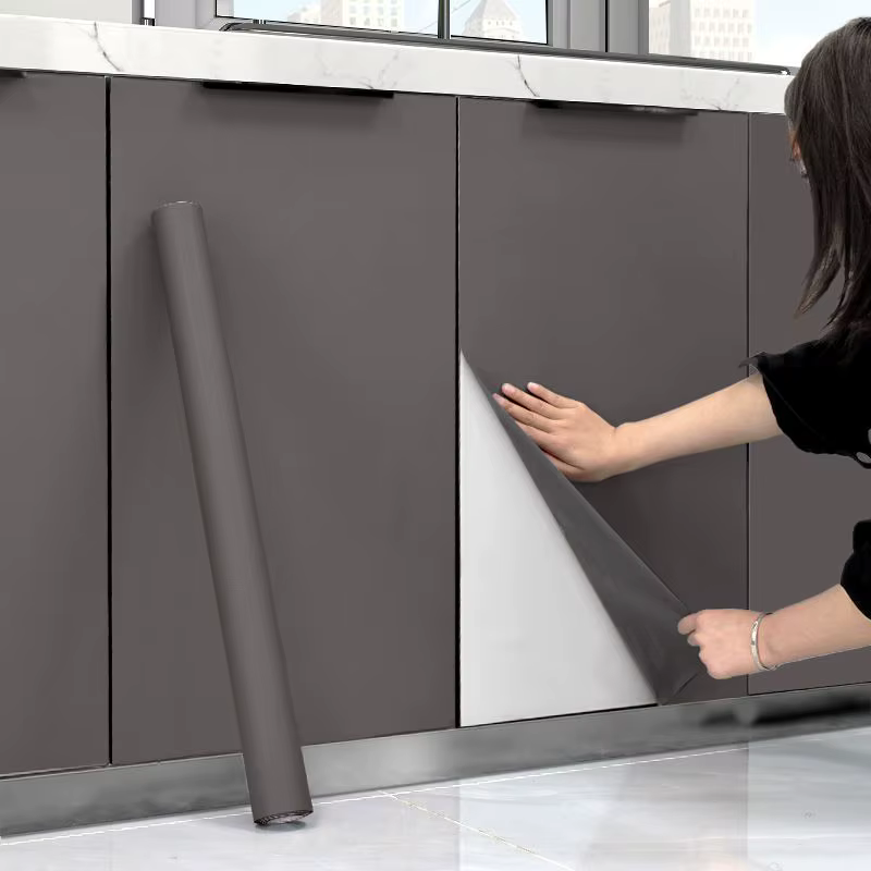 Papier peint auto-adhésif en PVC imperméable à l'huile pour armoires de cuisine