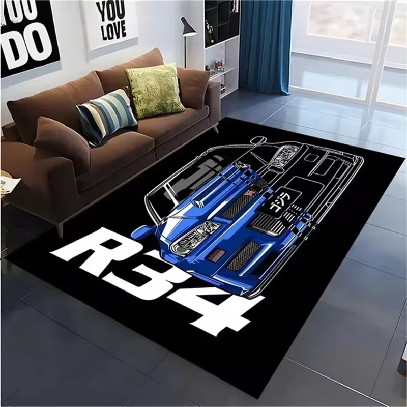 Tapis imprimé de voiture de course classique