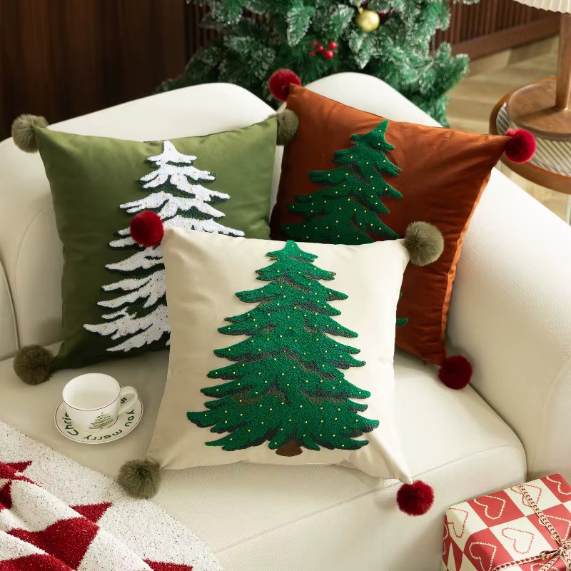 Housse de coussin avec éléments de noël de Style américain
