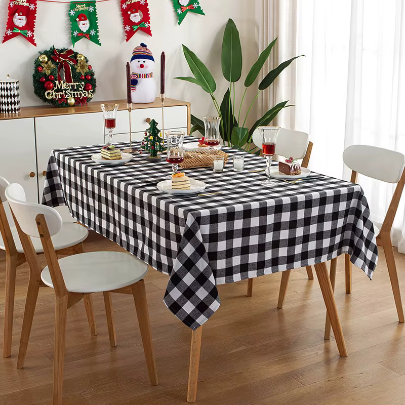 Nappe carrée à carreaux de noël