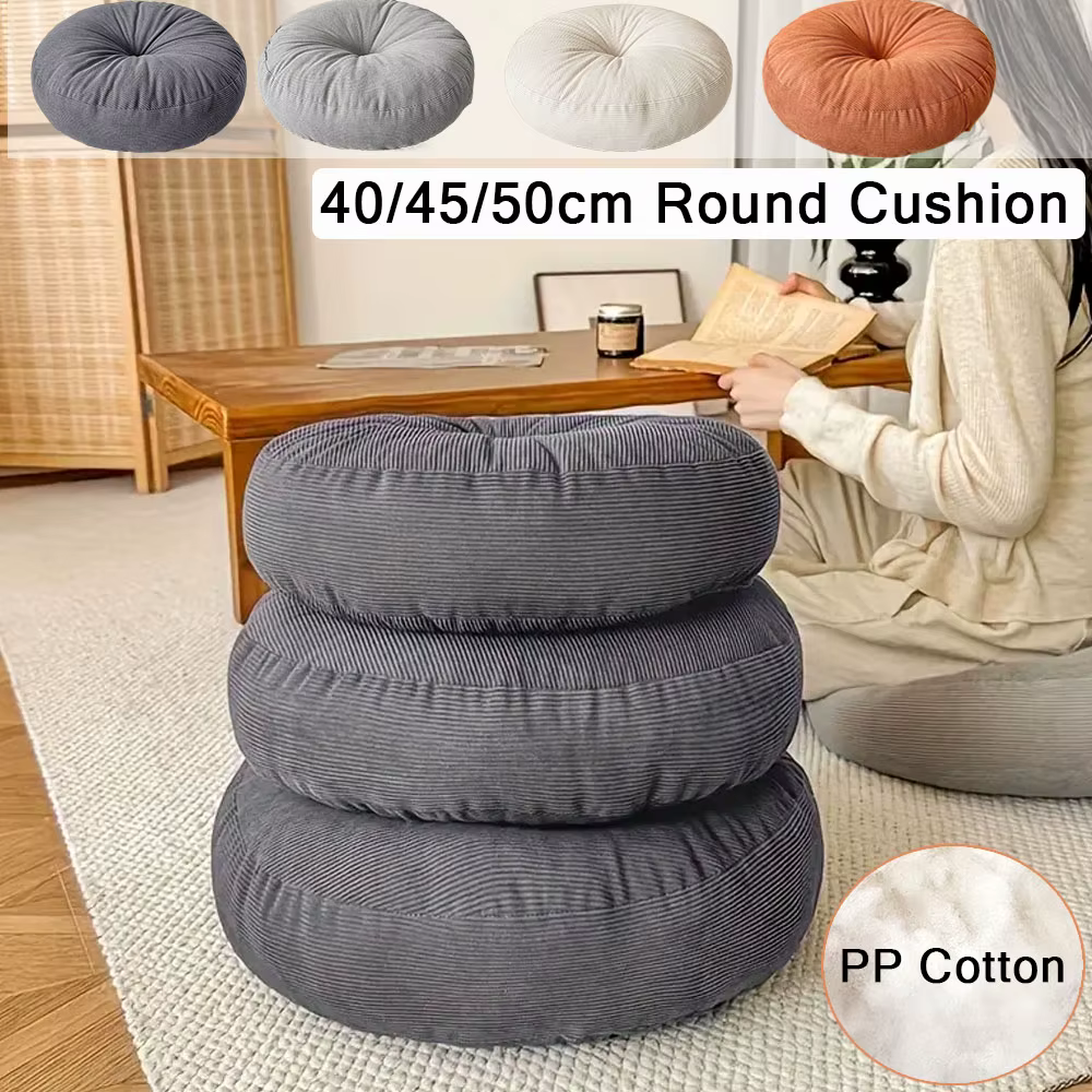 Coussin de chaise rond ultra doux en velours côtelé épais de style moderne/tapis de tatami