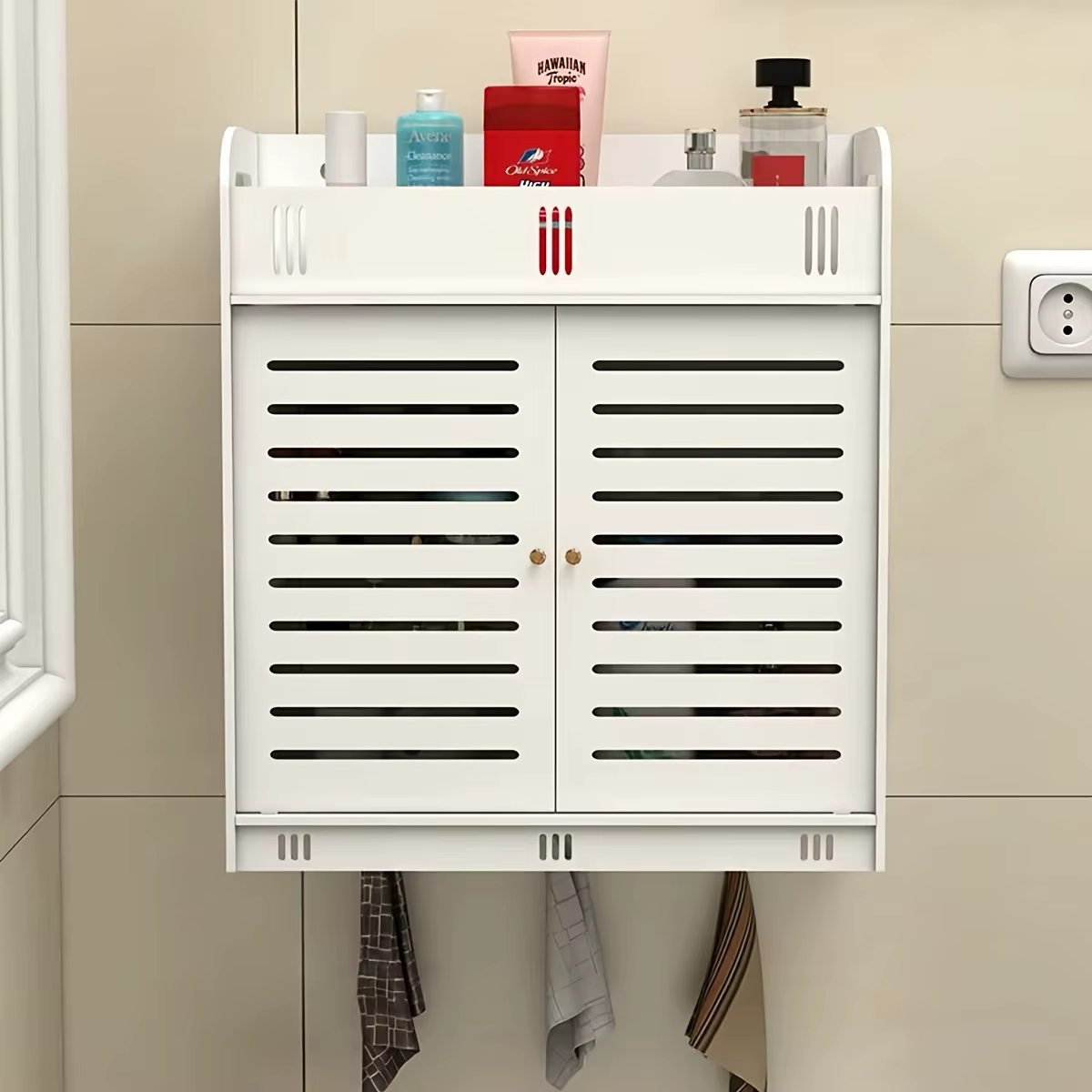 Armoire de rangement murale pour salle de bain en PVC blanc de style nordique