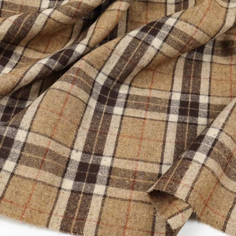 Tissu Tweed à carreaux 100% laine avec points colorés
