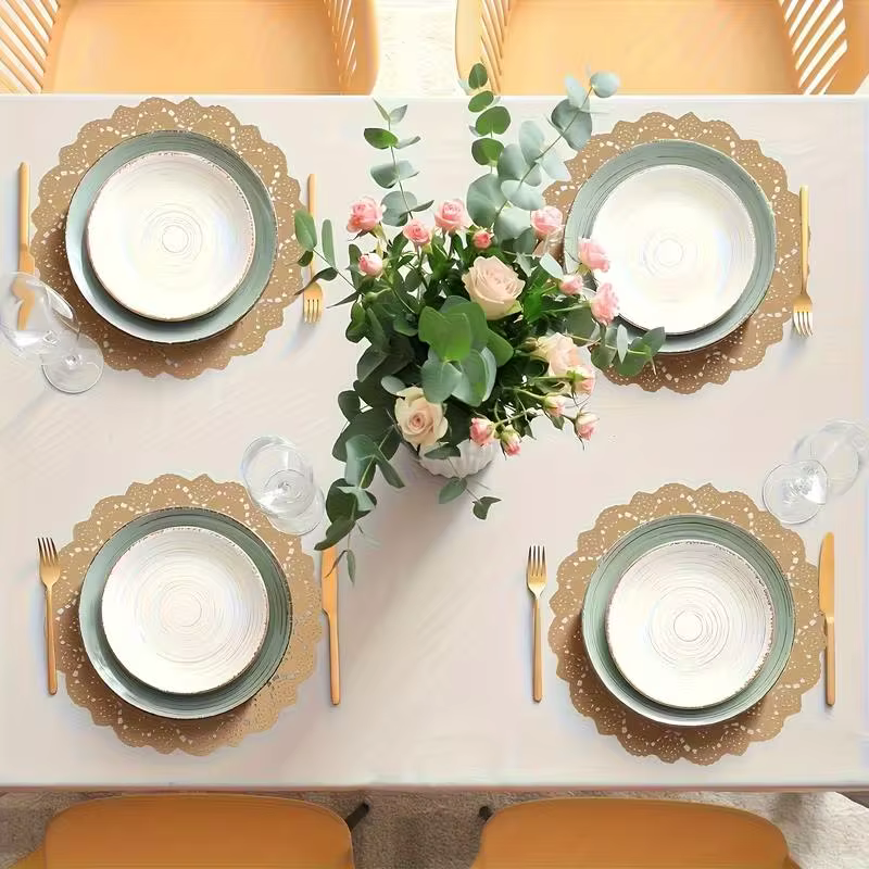 50 pièces de sets de table jetables en papier kraft brun pour mariage