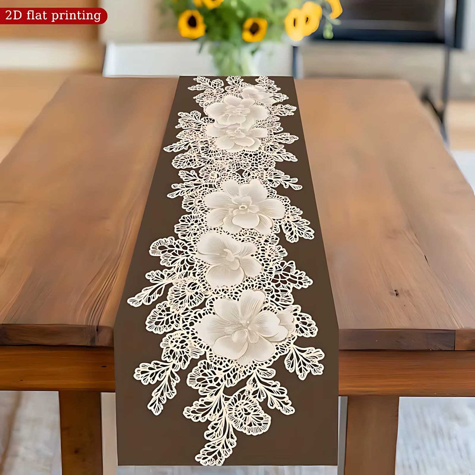 1 pièce Chemin de table en dentelle florale de style européen