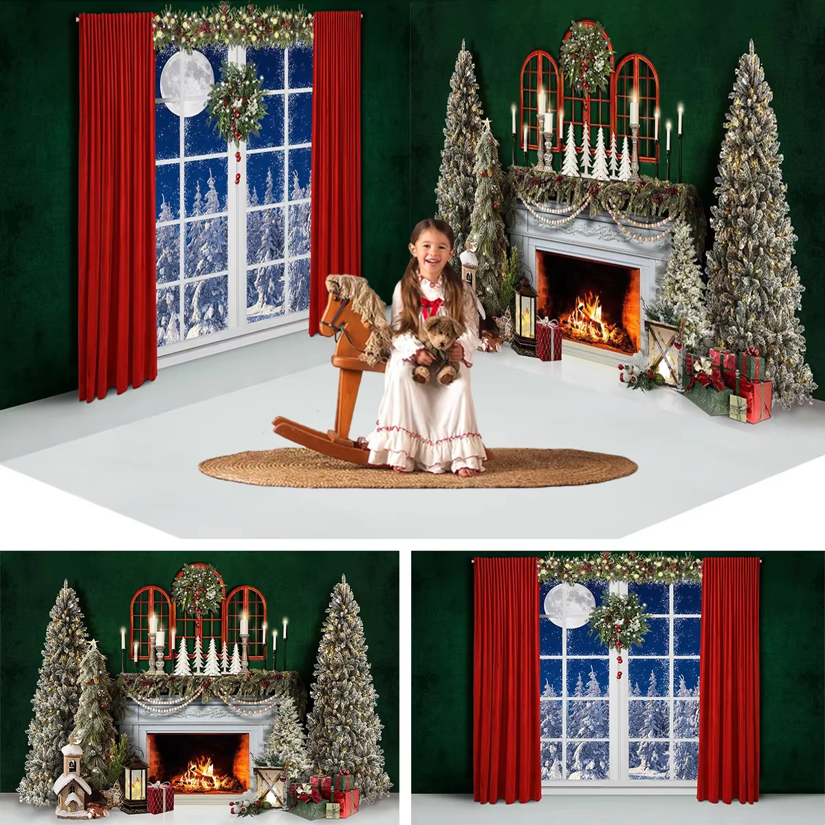 Fond de chambre de Noël pour séance photo enfant