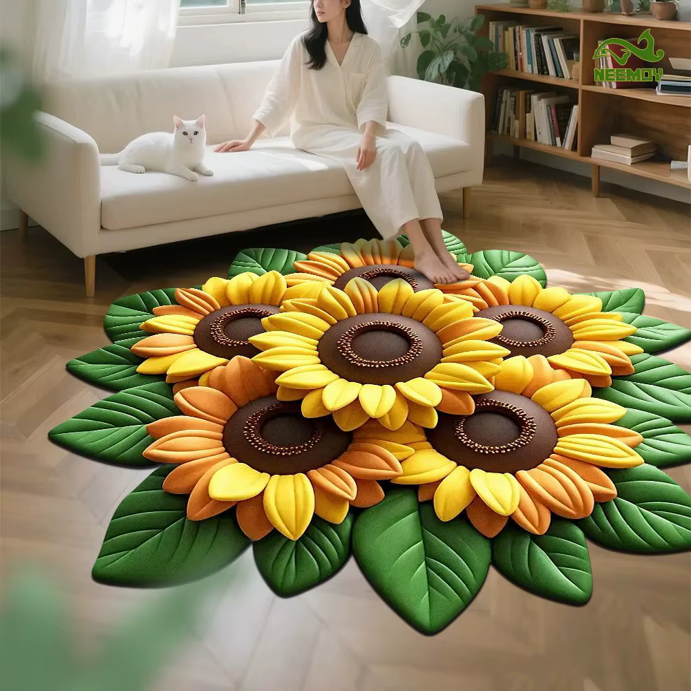 Salon ménage 3D tapis de sol fleur cristal