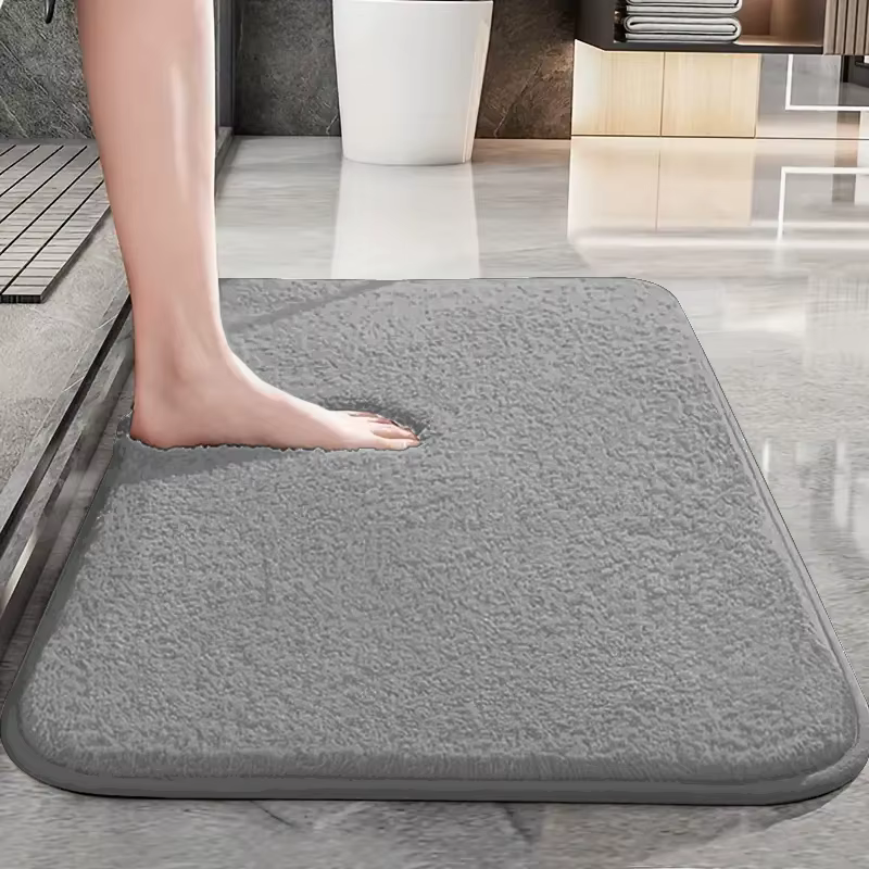Tapis de sol antidérapant épais de couleur unie pour salle de bain