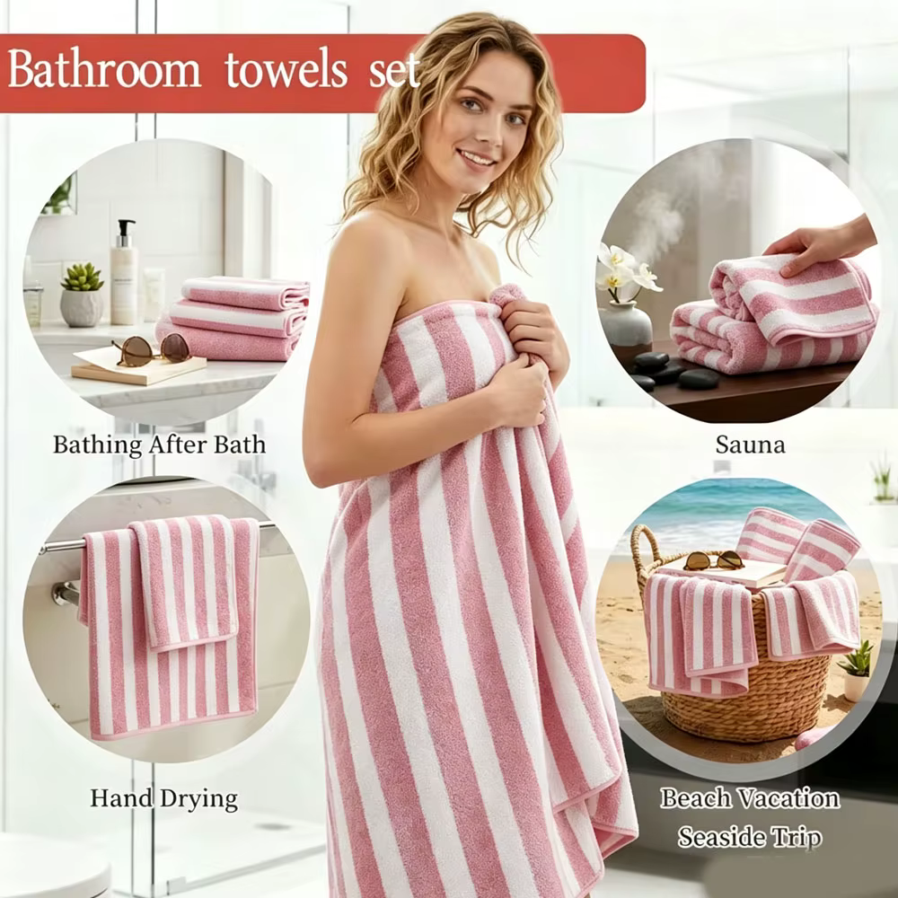 Ensemble de 1 serviette de bain rayée