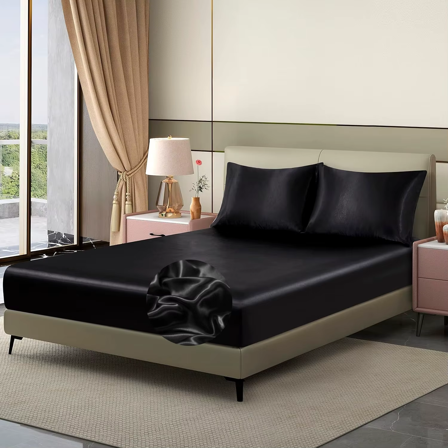 Drap-housse en satin, draps de lit