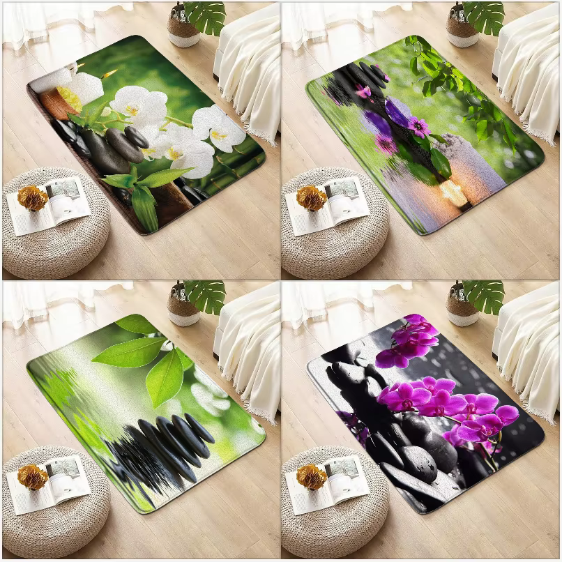 Tapis de bain Zen en pierre noire