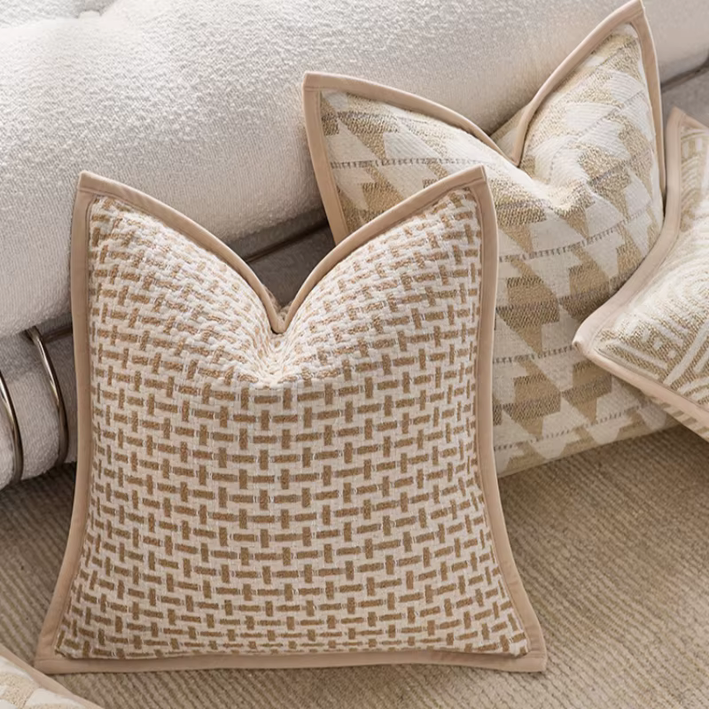 Housse de coussin de luxe française marron lait