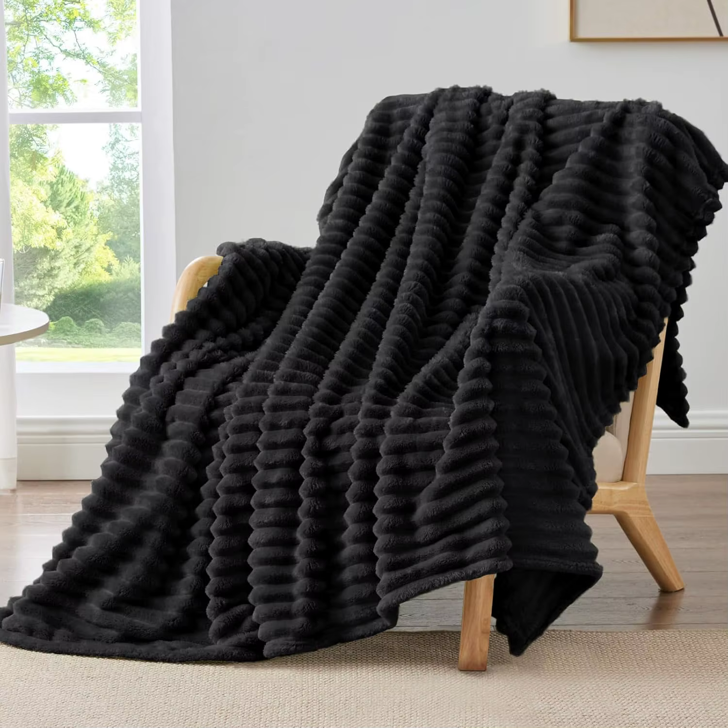 Plaid polaire 300 GSM doux et chaud noir