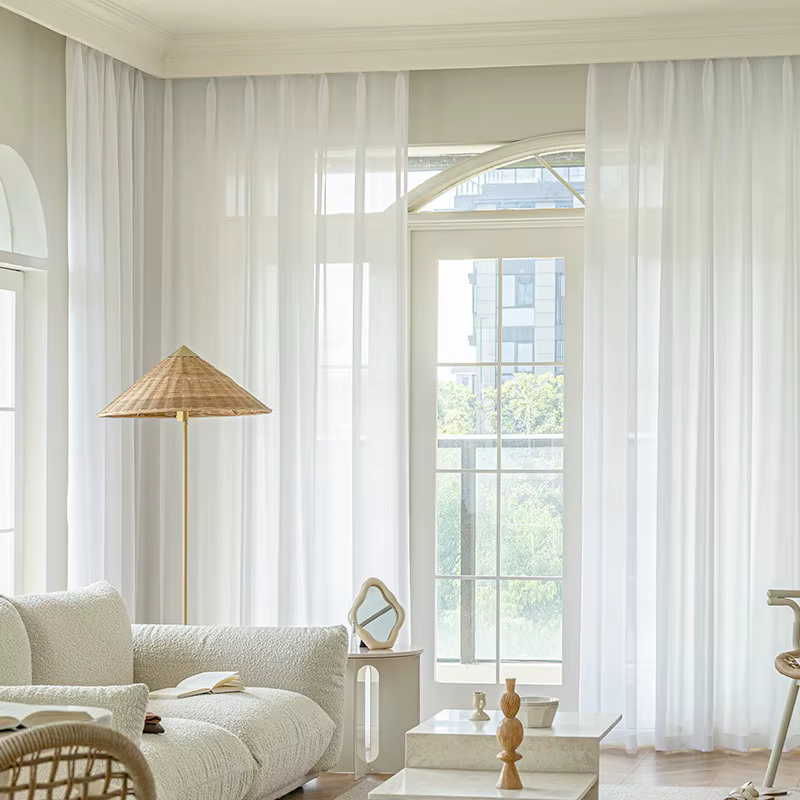 Rideau semi-transparent blanc moderne pour salon et chambre à coucher