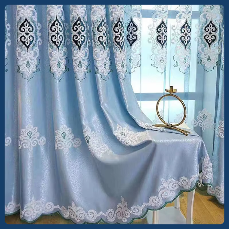 Rideau brodé classique moderne pour salon chambre fenêtres toile de fond Jacquard Simple