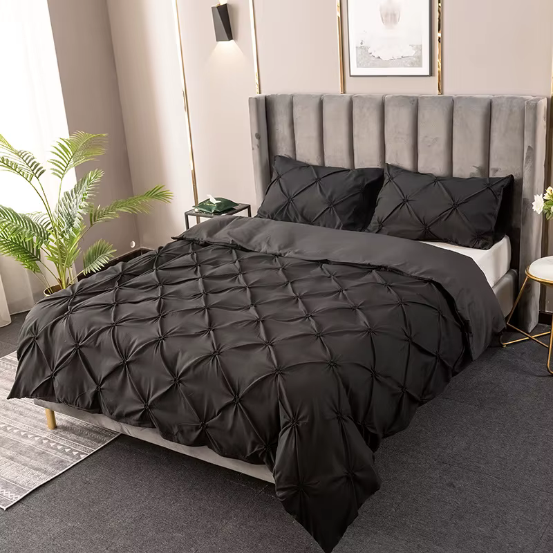 Artisanat 3D Pincer plissé housse de couette ensemble 240x220 solide simple Double