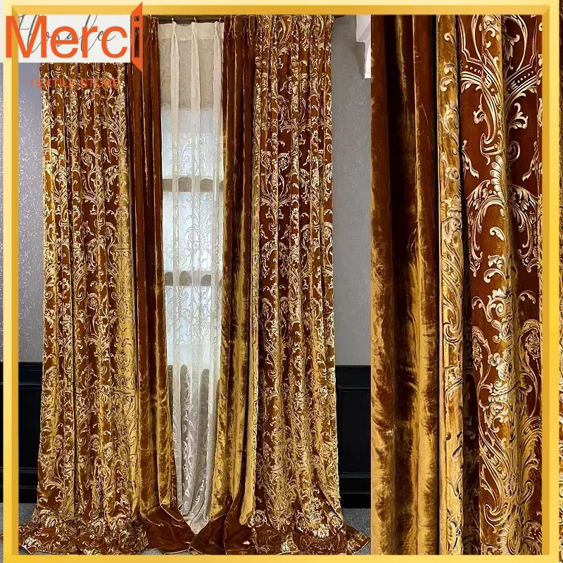 Rideaux de luxe bronzants en velours haut de gamme