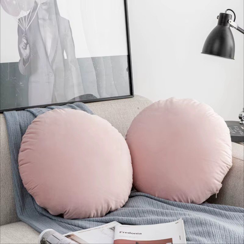 Housse de coussin circulaire en velours hollandais