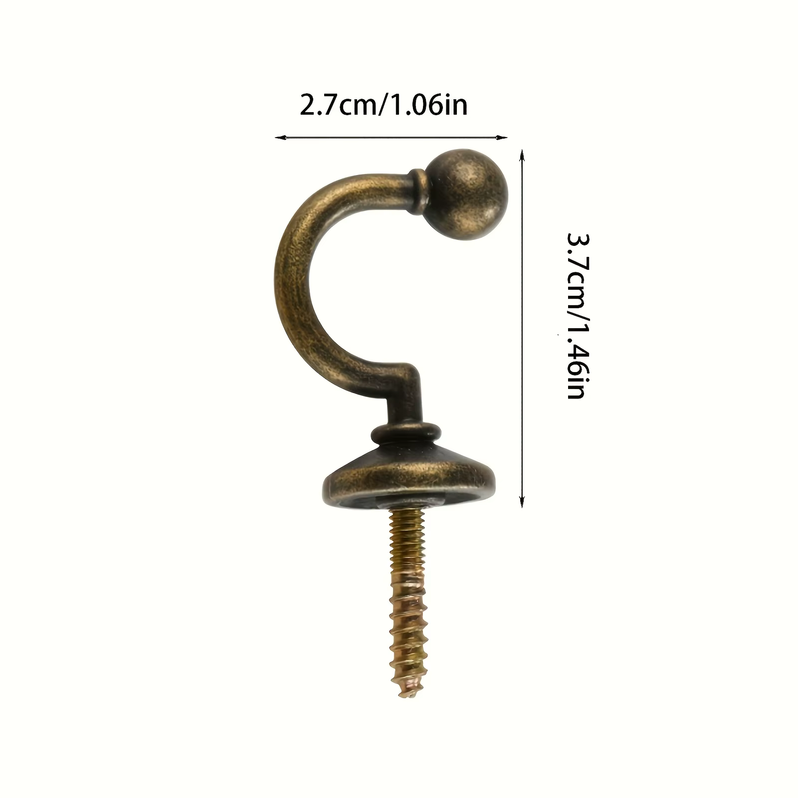 10 crochets de rideau décoratifs en métal couleur bronze antique