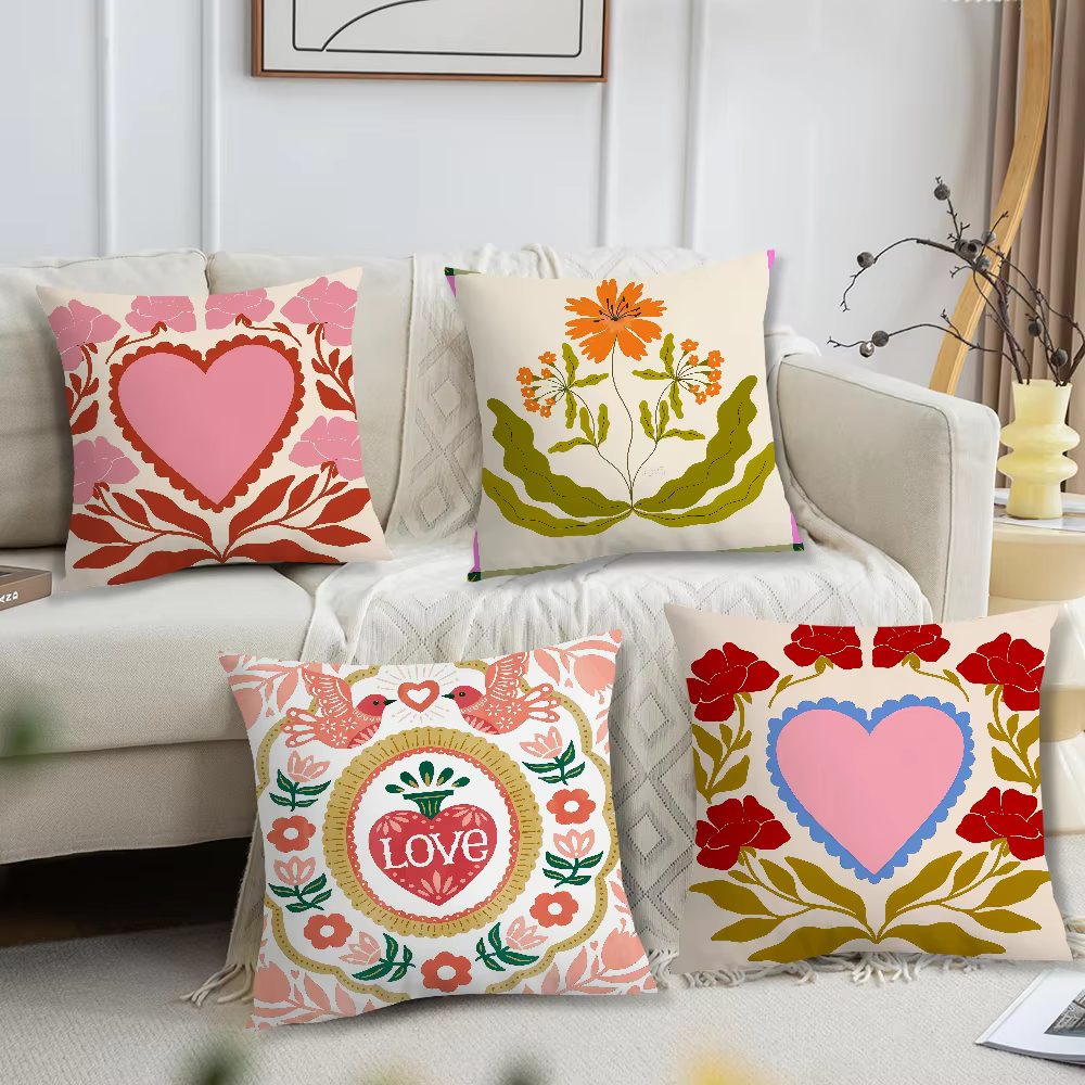 Housse de coussin à motif floral tendance
