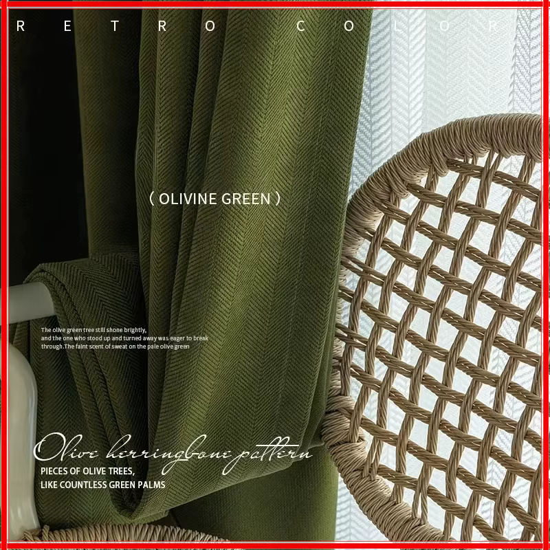 Rideau vert Olive rétro américain