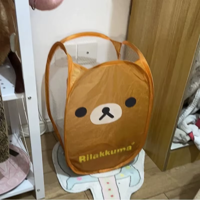 Japonais Rilakkuma maille pliant grande capacité panier à linge dessin animé portable cadre de rangement dortoir ménage