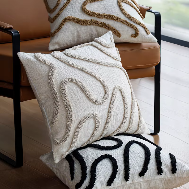 Juste de coussin en chenille lavable en machine