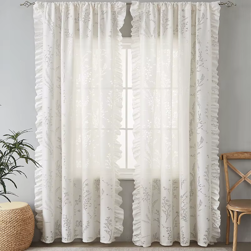 Rideaux en dentelle beige