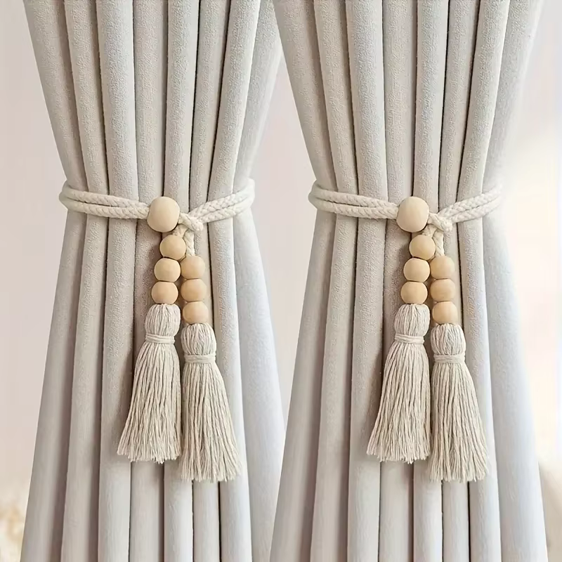 Bande de rideau de Style bohème avec perles en bois de météore