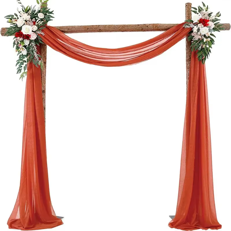 Lot de 2 rideaux transparents en tissu drapé pour arc de mariage en terre cuite