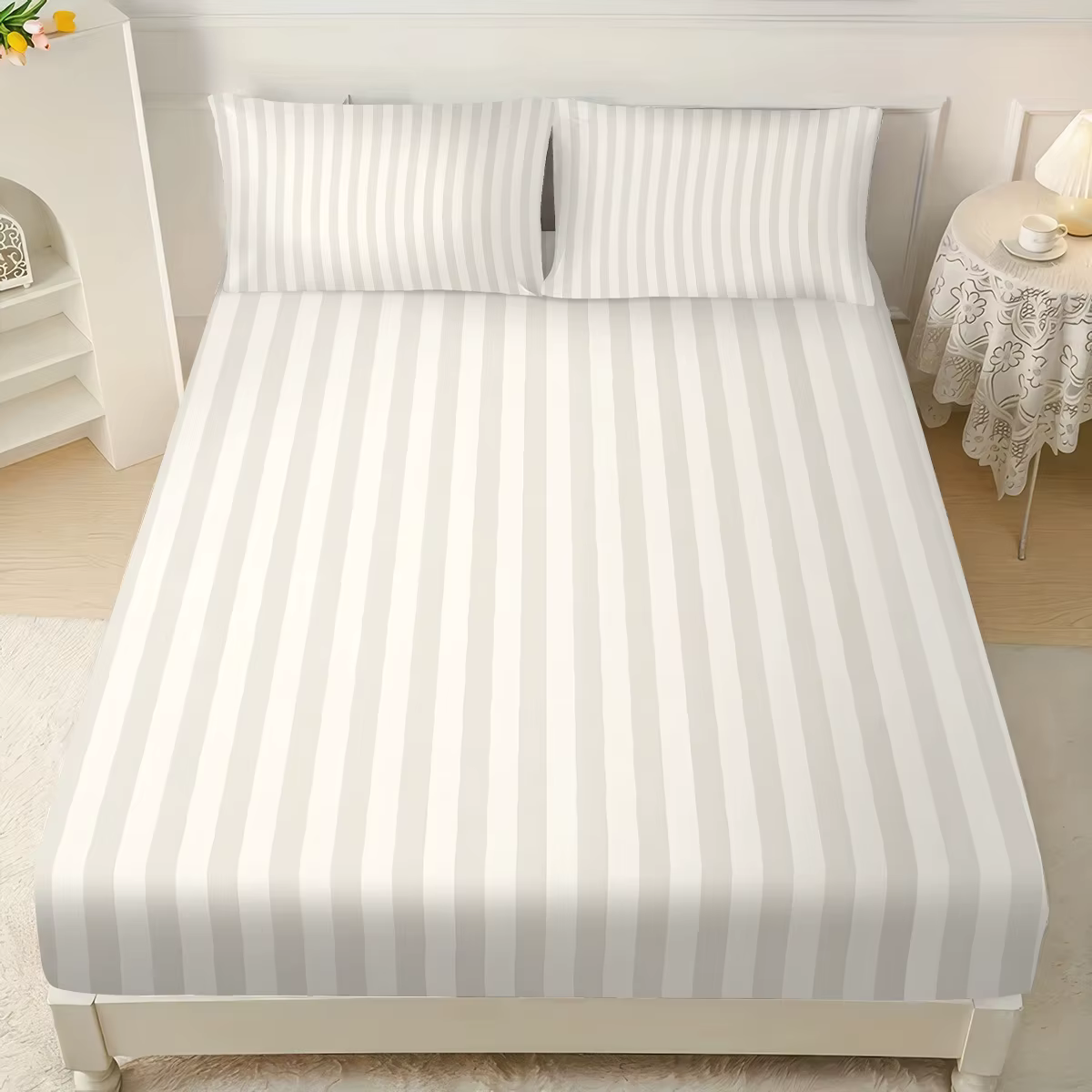 Ensemble de draps minimalistes à rayures imprimées