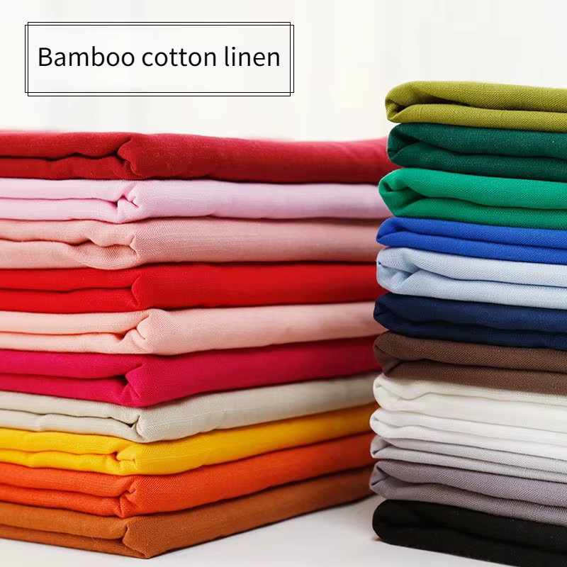 Tissu uni en coton et lin de bambou au mètre