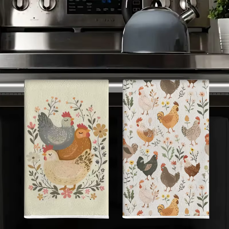 2 pièces, serviettes de cuisine vintage à motifs floraux