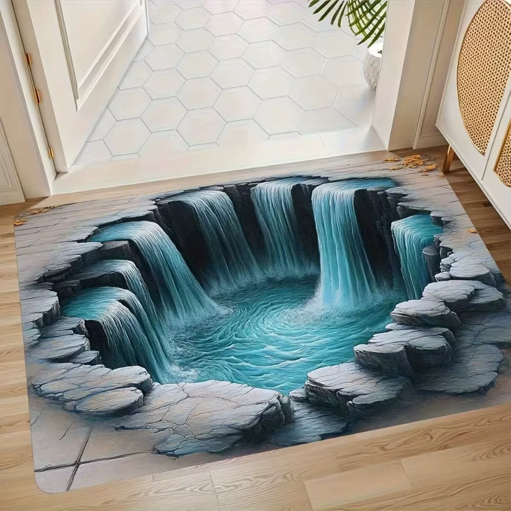 Paillasson d'illusion d'optique 3D d'eau de requin