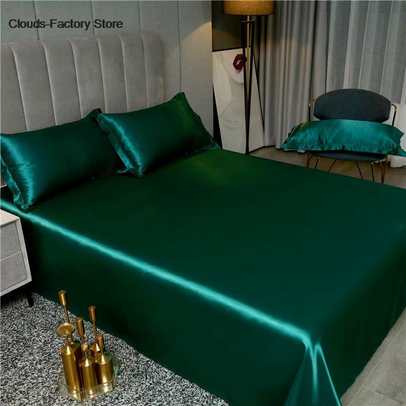 Drap de lit soyeux glacé double face