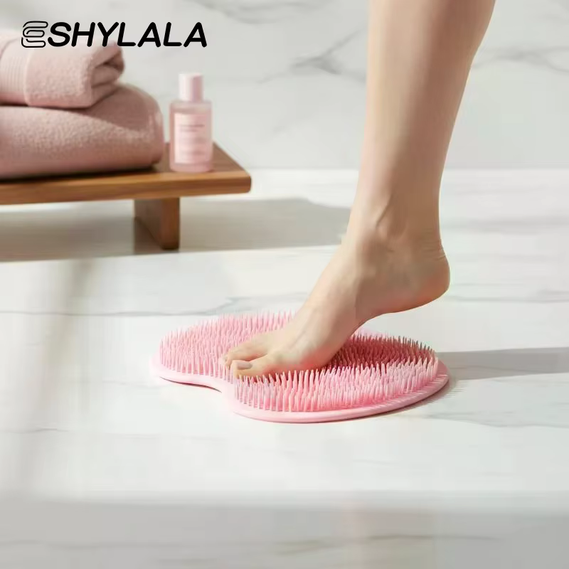 Tapis de douche exfoliant antidérapant mural pour le dos et les pieds