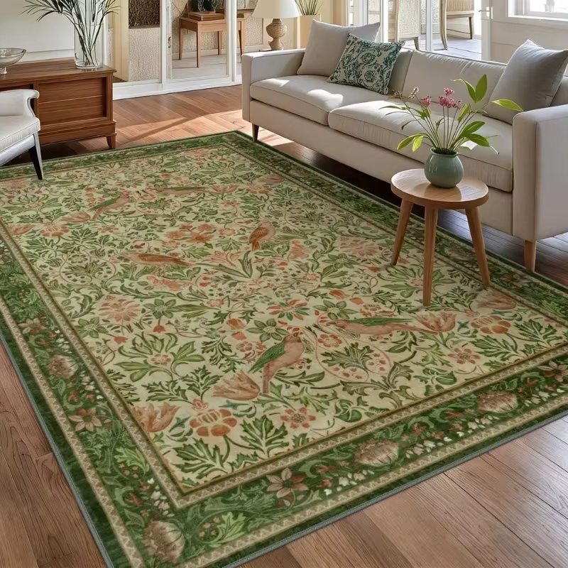 Tapis floral vintage imprimé effet vieilli
