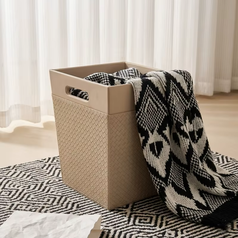 Paniers à linge sale de luxe tressés grande capacité