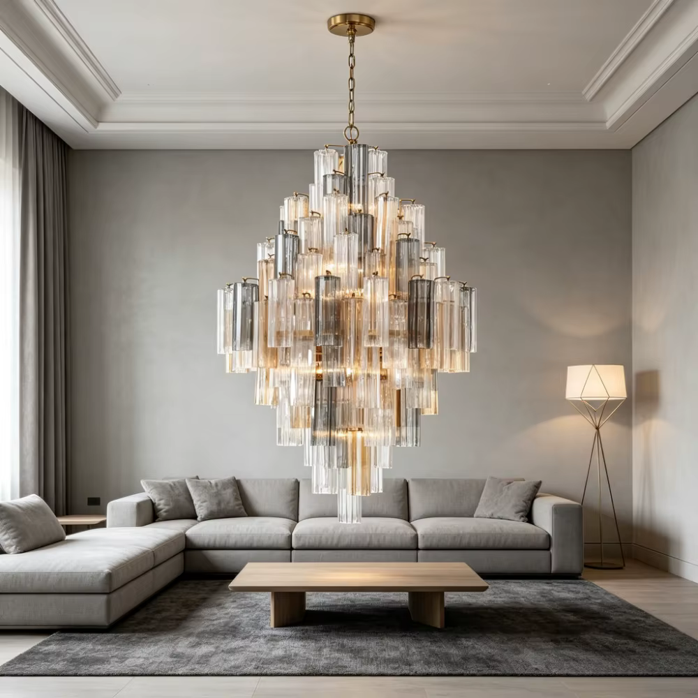 Lustre Crystorama Addis en chrome poli pour salon