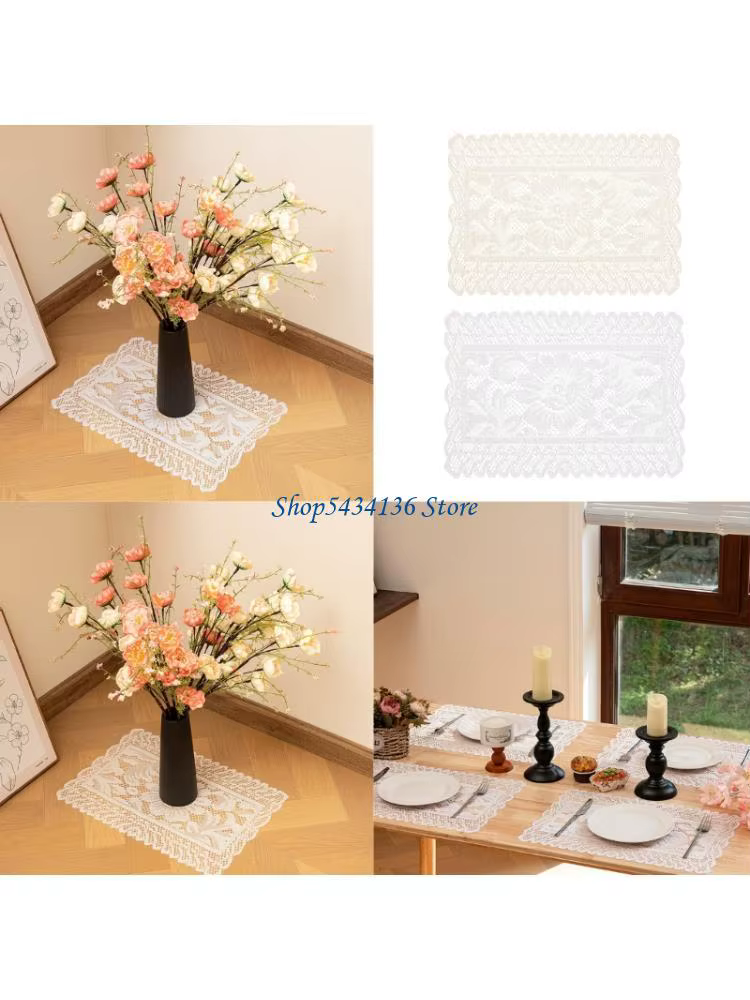 H7ed 2Pieces Decorative Lace Table Coureurs broderies pour comptoir consoles