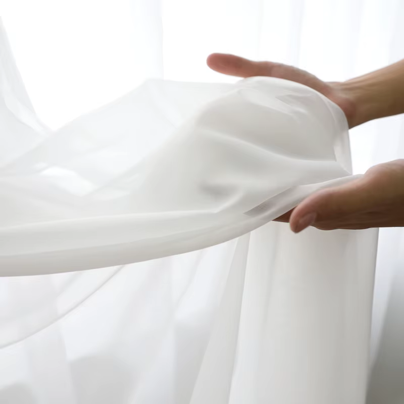 Rideaux Blancs Modernes Unicolores Transparents pour Salon