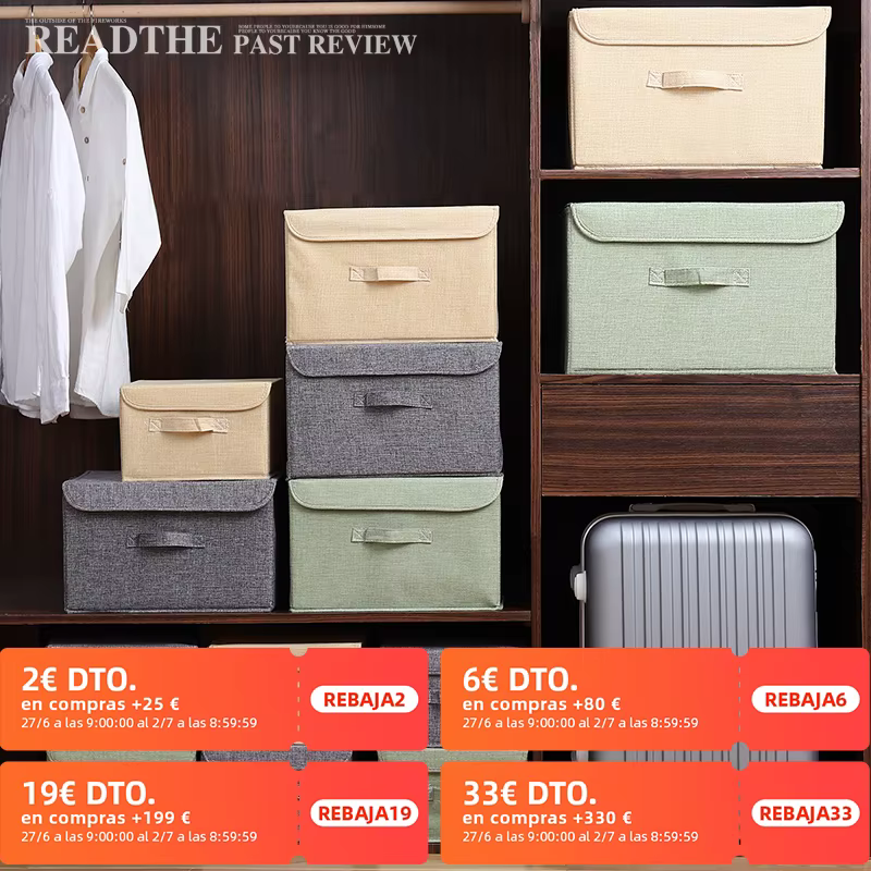 Nouvelle boîte de rangement lavable en lin et coton avec couvercle
