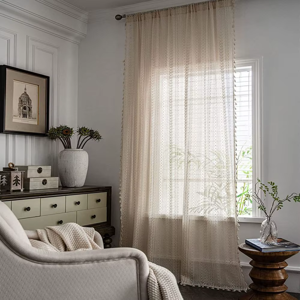 Rideau au crochet translucide pour traitement de fenêtre