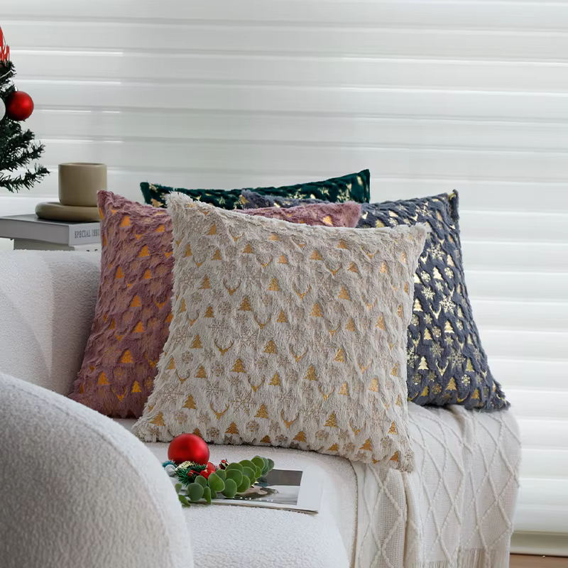 Juste de coussin en peluche avec cerf pour la maison