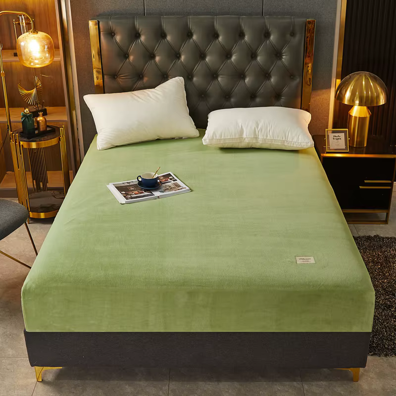 Drap-housse de lit solide en flanelle super douce et chaude – Literie confortable simple ou double