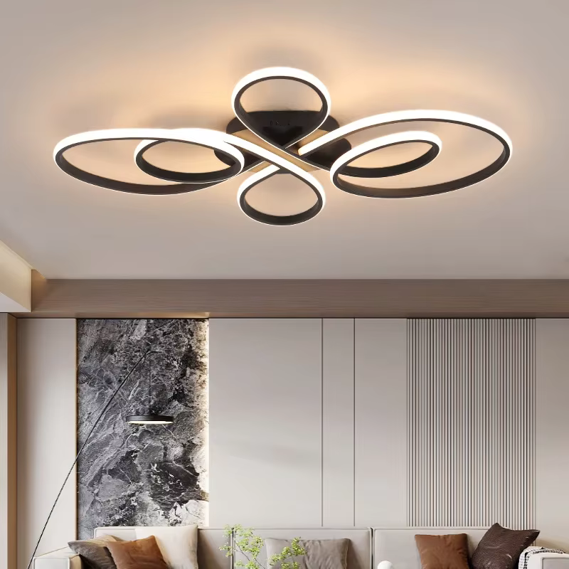 Plafonniers de salon au sol bas télécommande moderne LED luminaire monté en Surface salle à manger LED