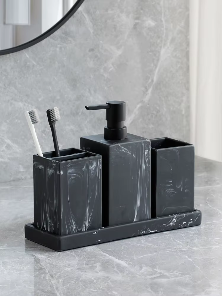 Distributeur complet de savon et de Lotion à motif de marbre
