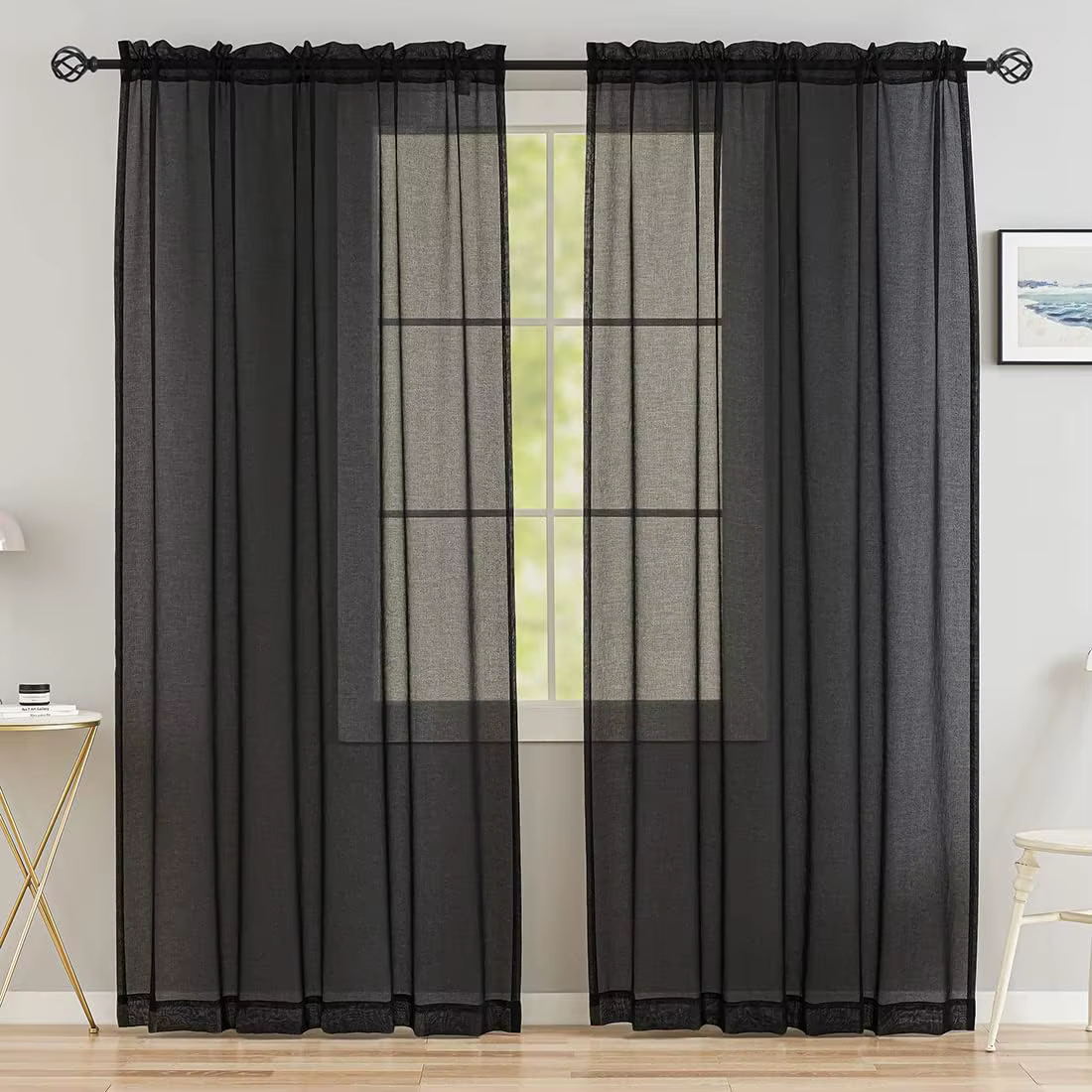 Rideaux de fenêtre transparents en Tulle