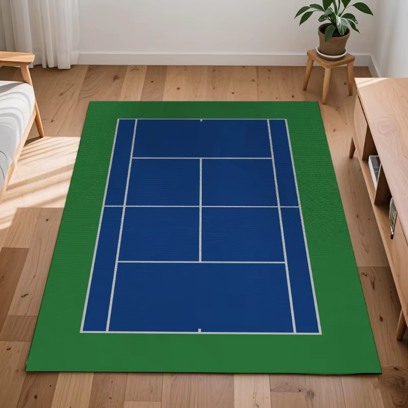 Grand tapis de salon à motif de terrain de Tennis